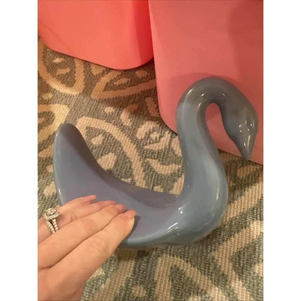 Vintage Nova Swan Ceramic Cloth Towel Soap Holder Cream‎ Blue Bath Decor Dish